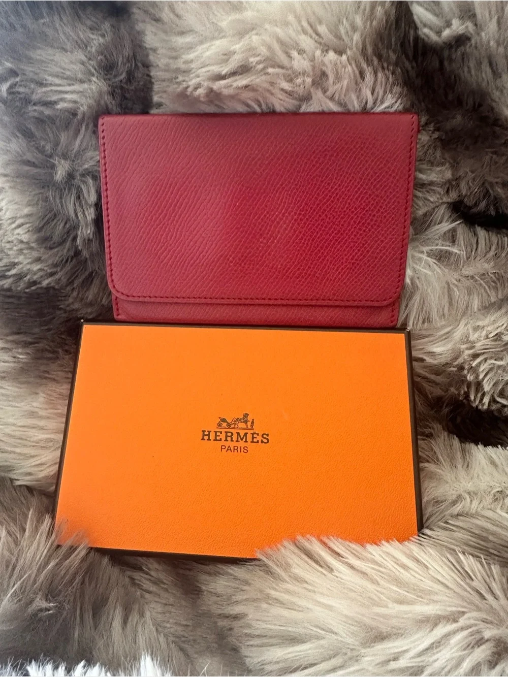 ❤️Hermes Red Epsom Leather Card Holder❤️ No logo, vintage, classic, quiet luxury